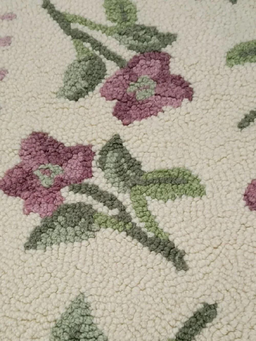 Vintage Pink and Green Floral Hooked Door Mat